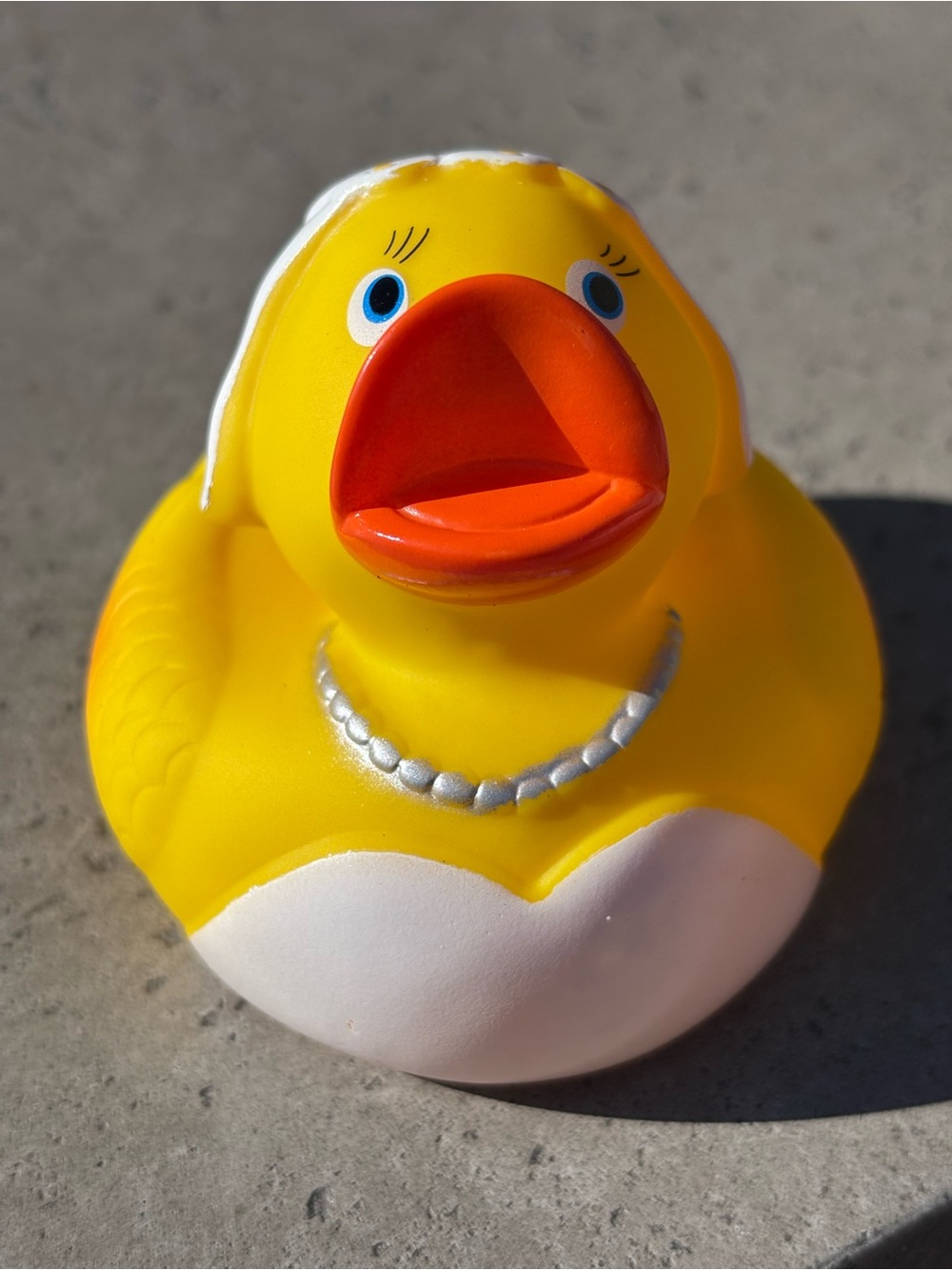 Schylling Bride Yellow Rubber Duck Veil Wedding Duckie Squeezable Vinyl Bath Toy